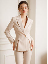 Beige Single Button Pantsuit and Skirtsuit - FashionByTeresa